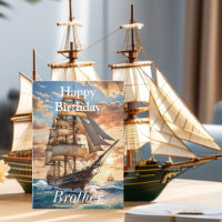 Navire à voiles à l'aube Joyeux anniversaire frère