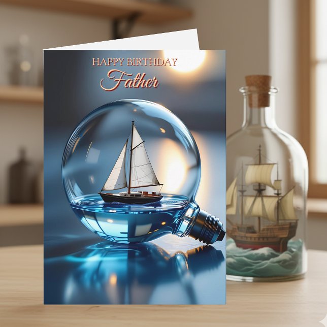 Carte Navire dans une ampoule phare Anniversaire maritim (Créateur téléchargé)