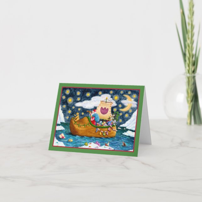 CARTE NAVIRE DE PÈRE NOËL SHIP, ICEBERG, BALEINE, TEDDY  (Devant)