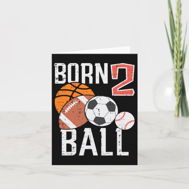 Carte Né Basketball Football 2e anniversaire Toddler Boy (Devant)