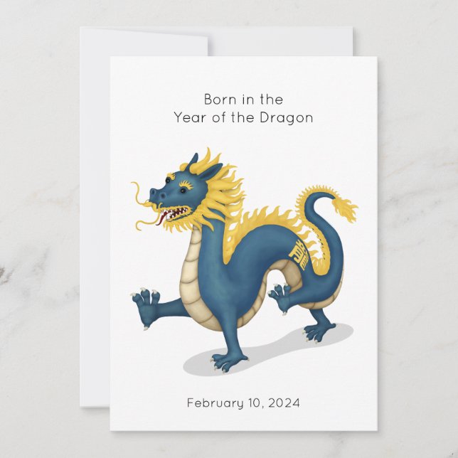Carte "Né dans l'année du dragon" 2024 Personnalisé (Devant)