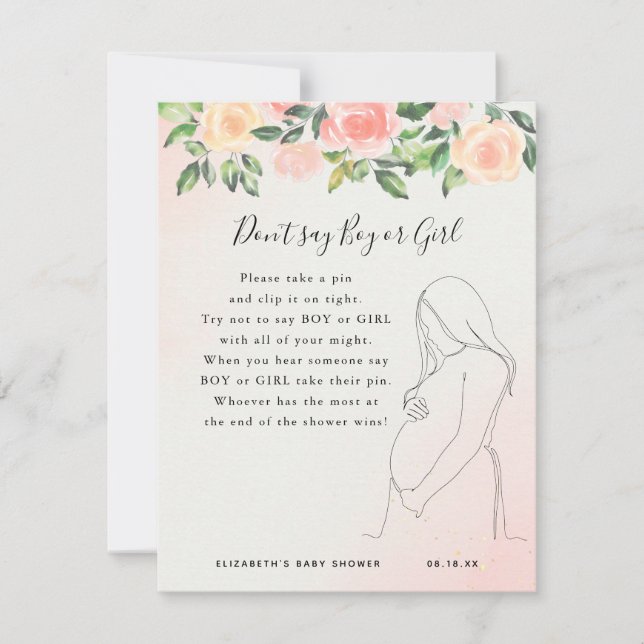 Carte Ne dis pas garçon ou fille | Jeu Baby shower (Devant)