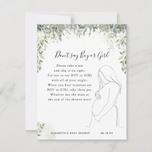 Carte Ne dis pas garçon ou fille   Jeu Baby shower