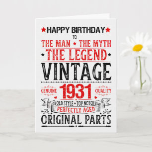 Carte Né en 1931 Anniversaire l'Homme le Mythe la Légend