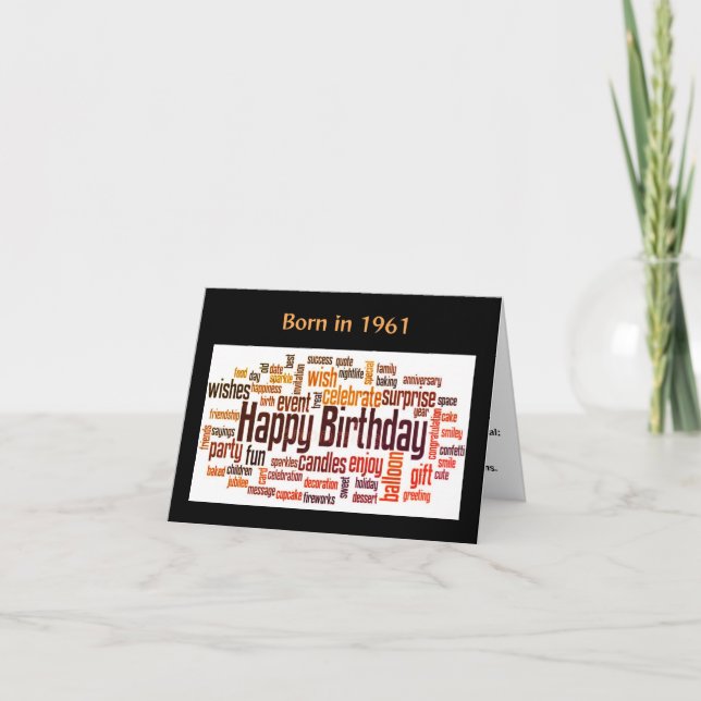 Carte Né en 1961 Anniversaire Fun Facts (Devant)