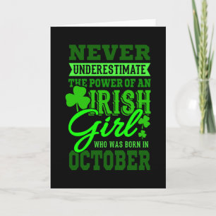 Carte NÉ EN OCTOBRE Anniversaire Irlandaise Fille Femme 