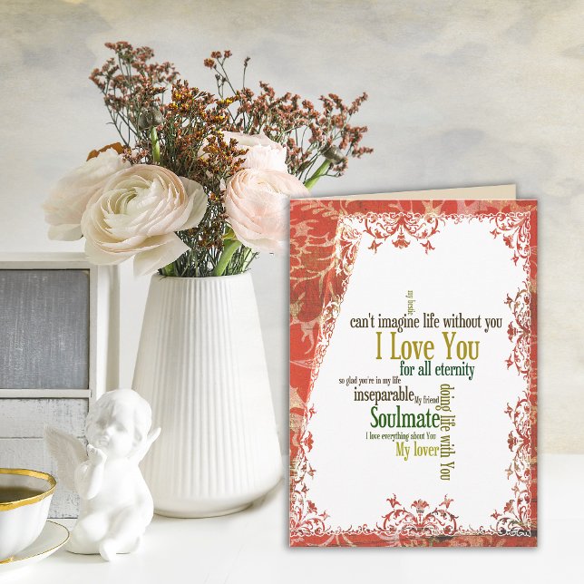 Carte Ne peut imaginer la vie sans tes paroles d'amour (Can't Imagine Life Without You greeting card with word art typography.)