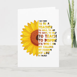 Carte NÉ POUR ÊTRE UN ENSEIGNANT Citations Inspirantes p
