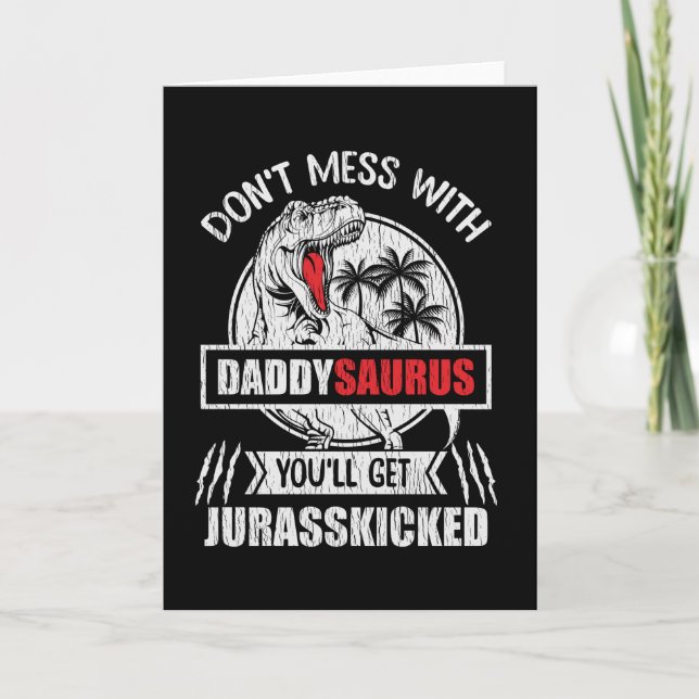Carte Ne touchez pas au papa Saurus Famille Dinosaure Pa (Devant)