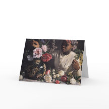 Negress avec des pivoines