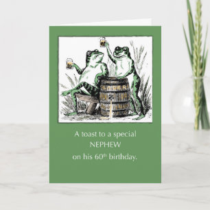 Carte Nehew 60th Birthday Frogs Toasting with Beer