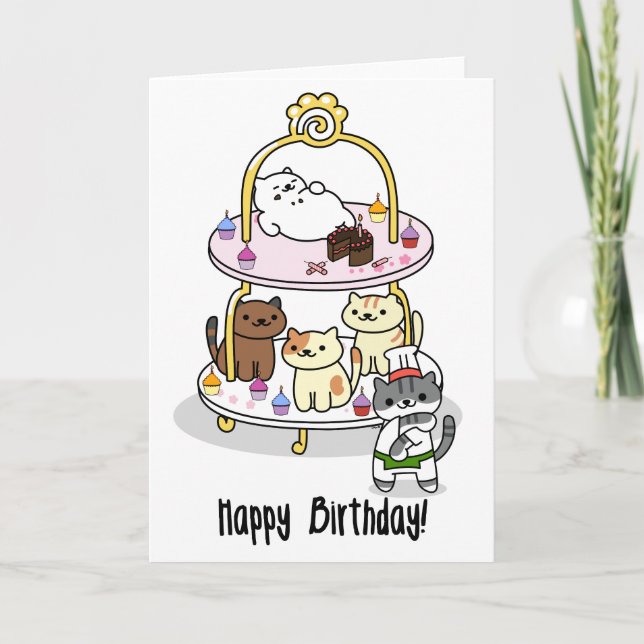 Carte Neko Atsume - Anniversaire ! (Devant)