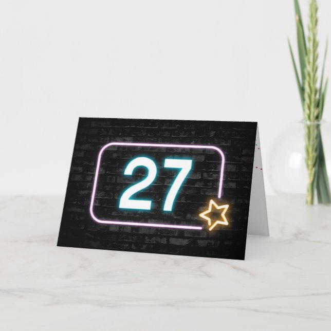 Carte Neon 27e anniversaire Connexion Mur de briques (Devant)