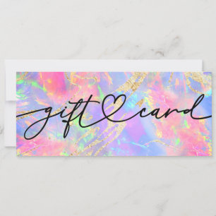 Carte néon couleurs opal pierre certificat cadeau
