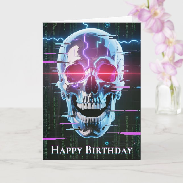 Carte Neon Cyber Skull : Overlord numérique (Orchidée)