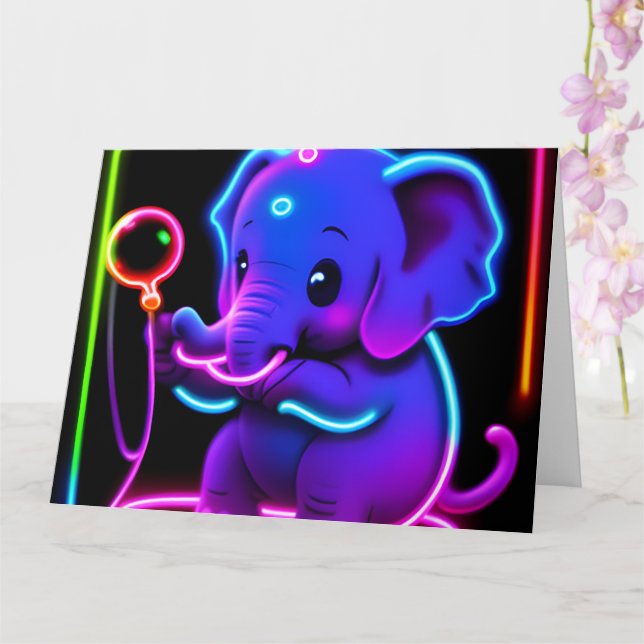 Carte néon éléphant (Orchidée)