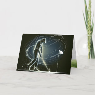 Carte Neon Golfer Putting the Ball for Birthday