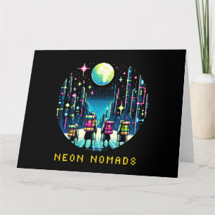 Carte Neon Nomads - Cyberpunk Pixel Art Travel Design