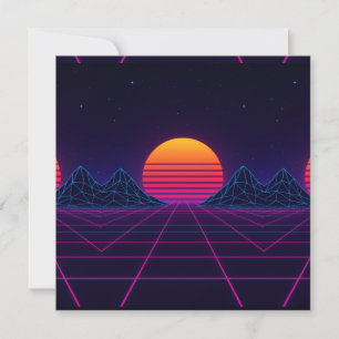 Carte Neon Sunset Grid - Rétro-Futuriste Synthwave Stic