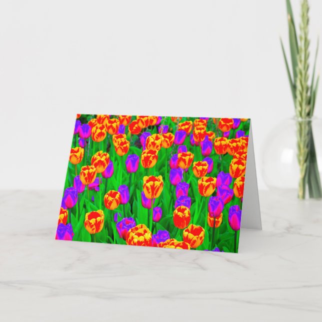 Carte Neon Tulips Joyeux anniversaire (Devant)