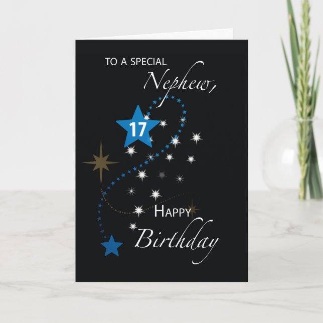Carte Nephew 17th Birthday Star Inspirational Blue Black (Devant)