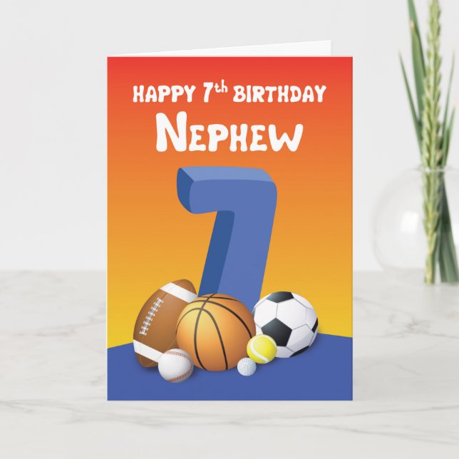 Carte Nephew 7e anniversaire des balles de sport (Devant)