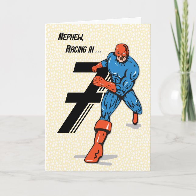 Carte Nephew 7e anniversaire Superhero (Devant)