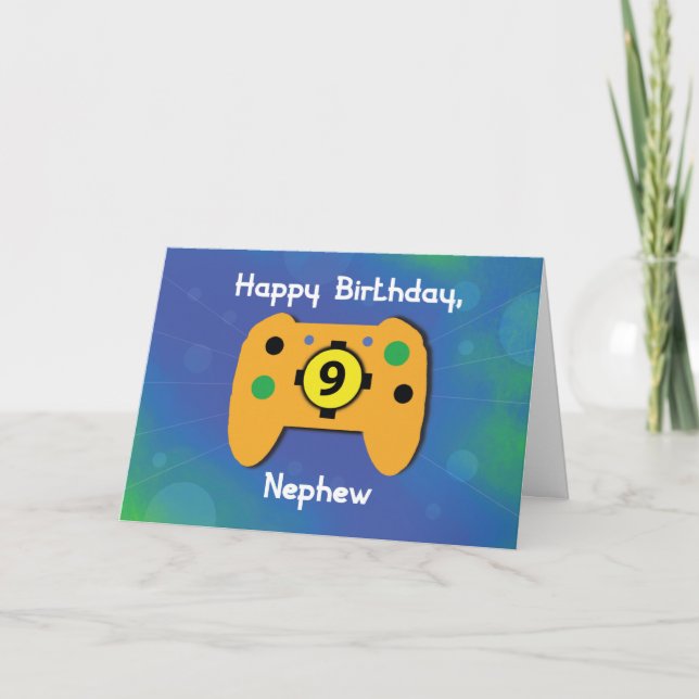 Carte Nephew 9 ans Anniversaire Gamer Controller (Devant)