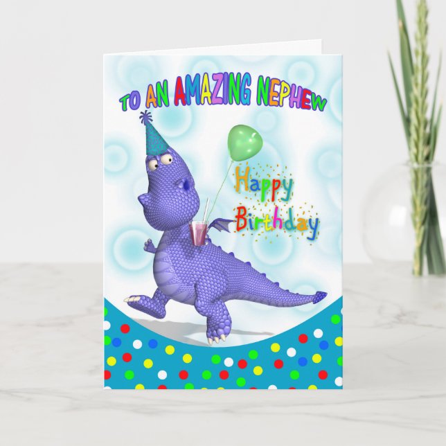 Carte Nephew Anniversaire Avec Dragon Violet Dragon Et B (Devant)