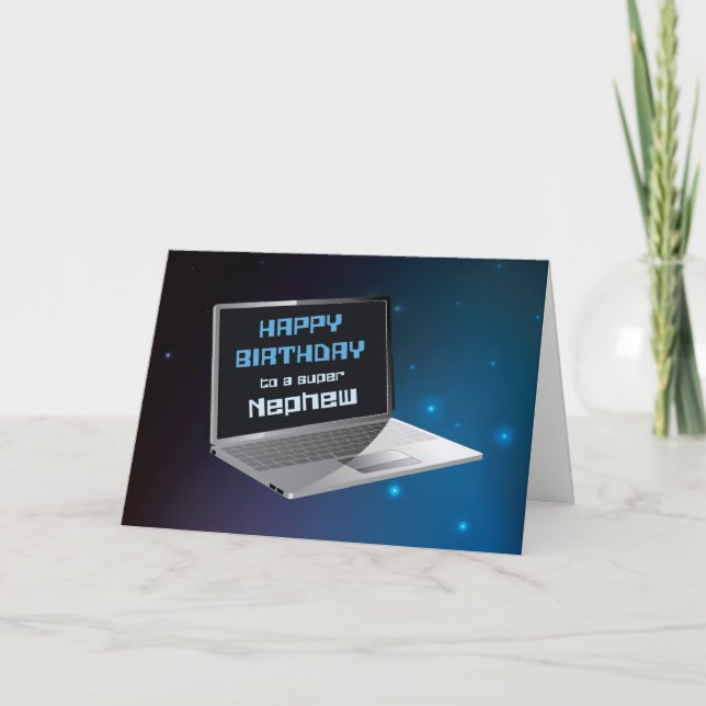Carte Nephew Anniversaire avec ordinateur (Devant)