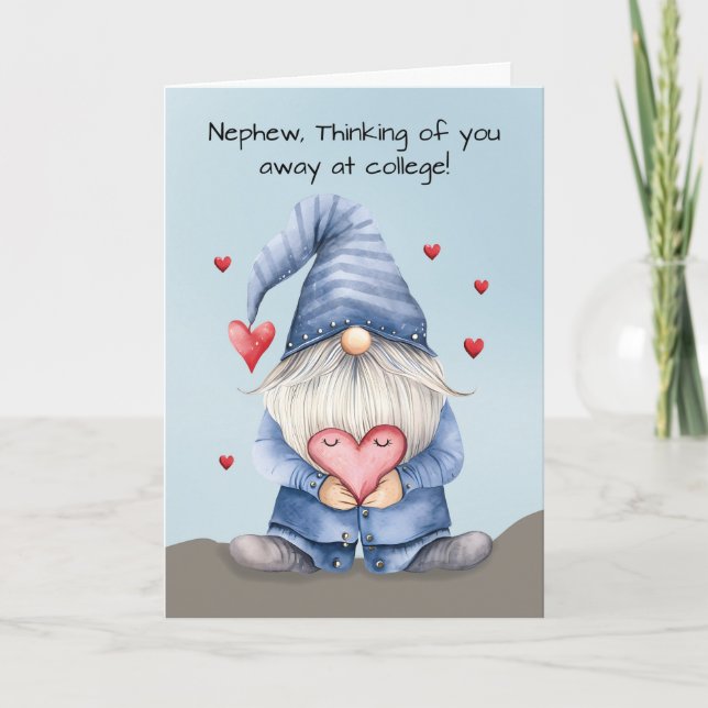 Carte Nephew Away at College Valentine Funny Gnome (Devant)