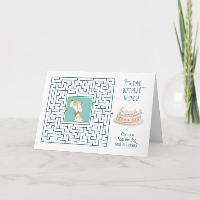 Carte Nephew Extraordinaire Birthday Puzzle Maze Chien (Devant)