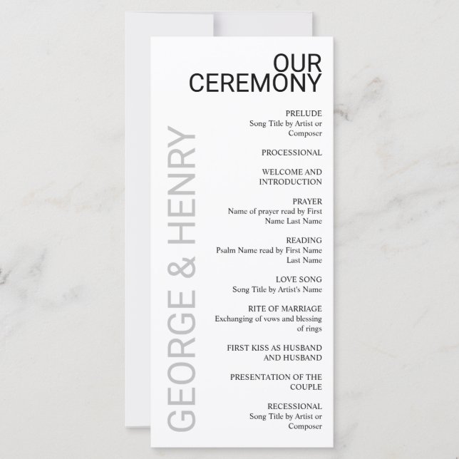 Carte Nettoyer le Mariage moderne noir gris blanc (Devant)