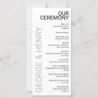 Carte Nettoyer le Mariage moderne noir gris blanc