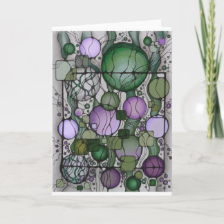 Carte Neurographic Art T-Shirt Green Violet Abstract Sph