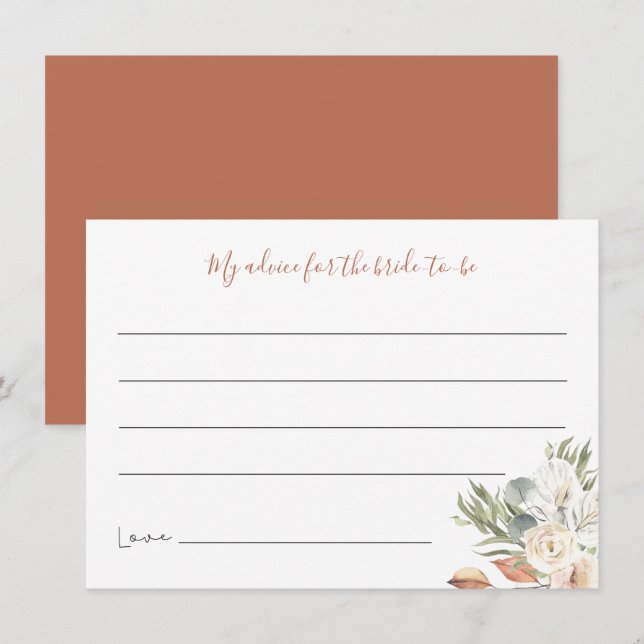 Carte Neutral Boho Floral Fête des mariées (Devant / Derrière)