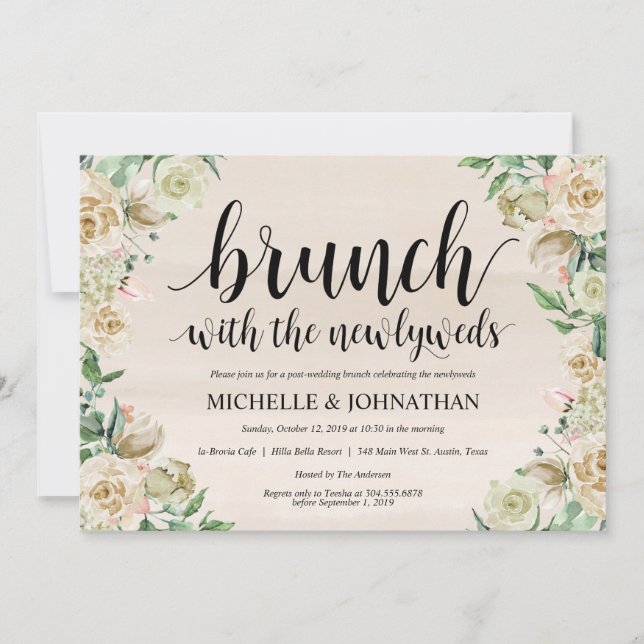 Carte Neutral Spring Post Mariage Brunch Invitatio (Devant)