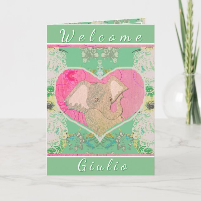 Carte New Baby w/Elephant Folded Greeting Card (Devant)