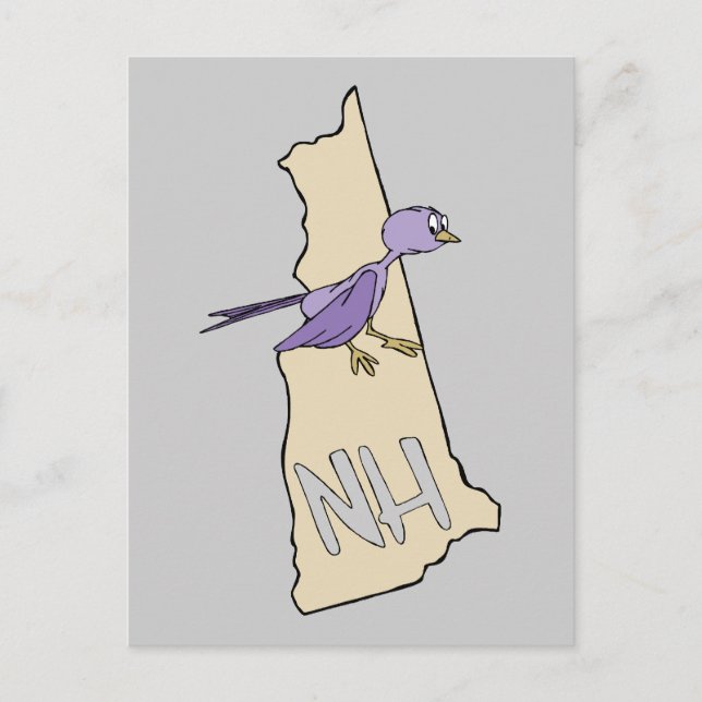 Carte New Hampshire NH avec drôle Purple Finch (Devant)