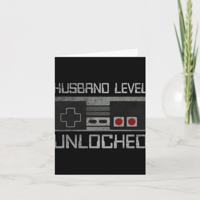 Carte New Husband Level Unlocked Just Married Gamer Bach (Devant)