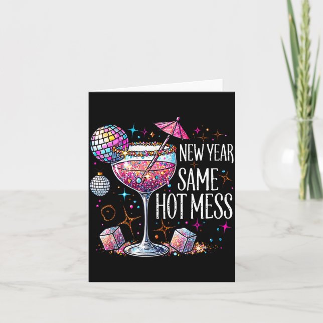 Carte New Year Same Hot Mess Martini Tail New Year Women (Devant)