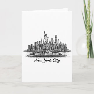 Carte New York City Skyline Line Art Illustration