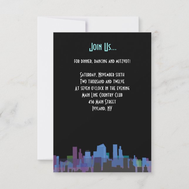 Carte New York Lady Liberty Bar Bat mitzvah Party (Devant)