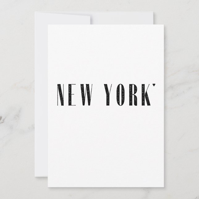 Carte New York - minimalistic typography card (Devant)