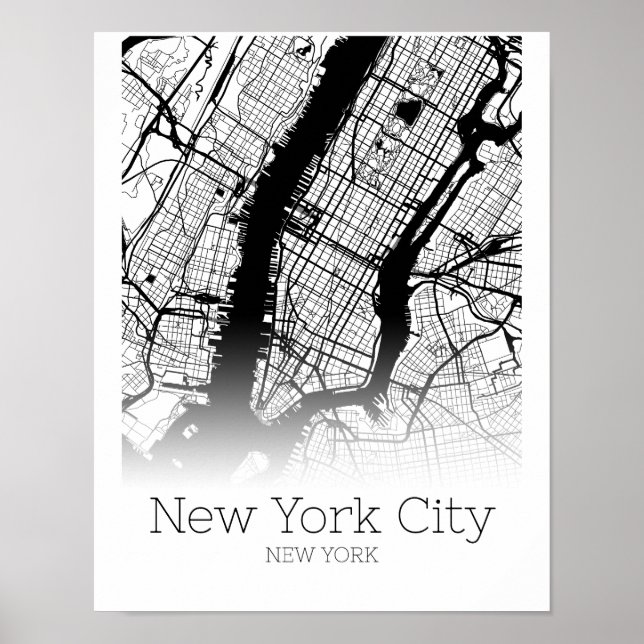 Carte New York - New York City NYC - Poster de car (Devant)