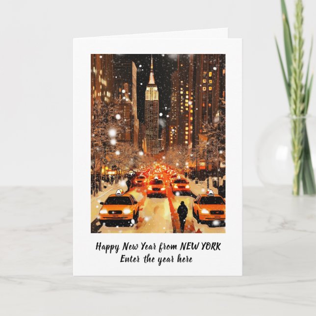 Carte New York personnalisée Happy New Year 2025 (Devant)