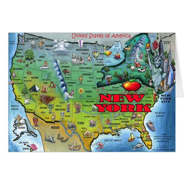 Carte New York USA (Devant horizontal)