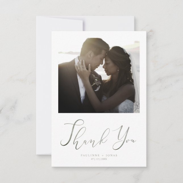 Carte Newlyweds Thank You Guests Romantic Photo Wedding (Devant)