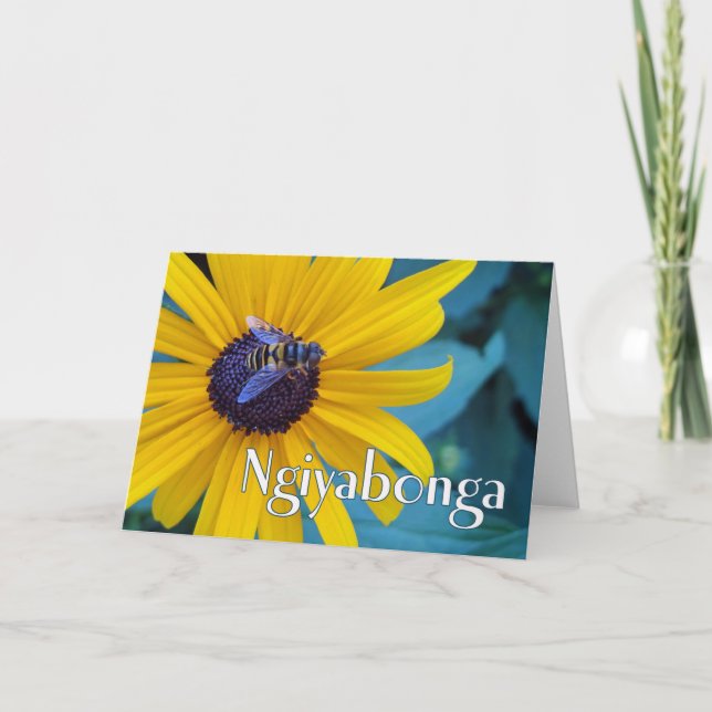 Carte Ngiyabonga Zulu Merci avec une abeille au miel (Devant)