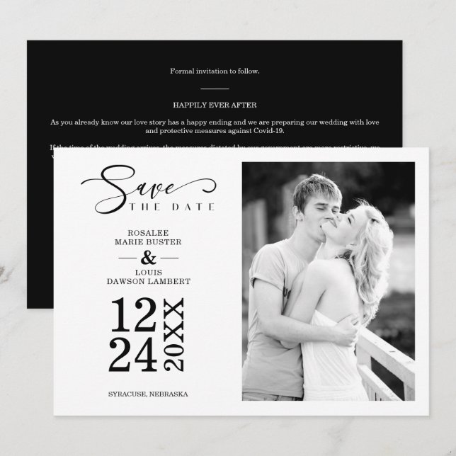 Carte Nice Modern Romantic Wedding Couple Photo (Devant / Derrière)